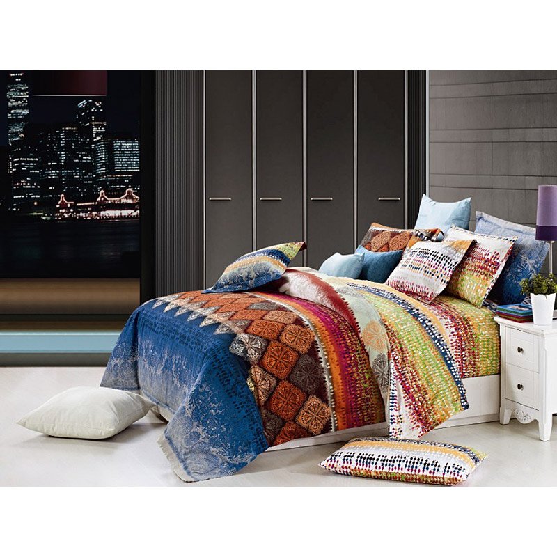 Daphne 100% Cotton Sateen Reactive Print Sheet Set R120948 100% Cotton Printed image91