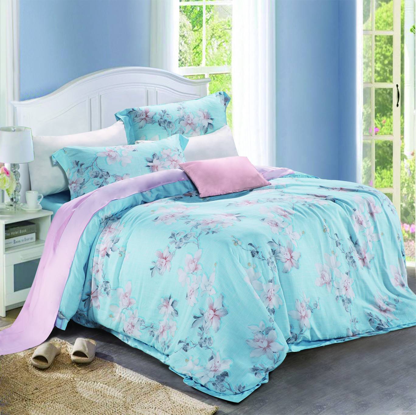 Daphne 45% Cotton 45% Lyocell 10% Linen Floral Prints Bed Sheet Set #6846 Other Material Printed image3